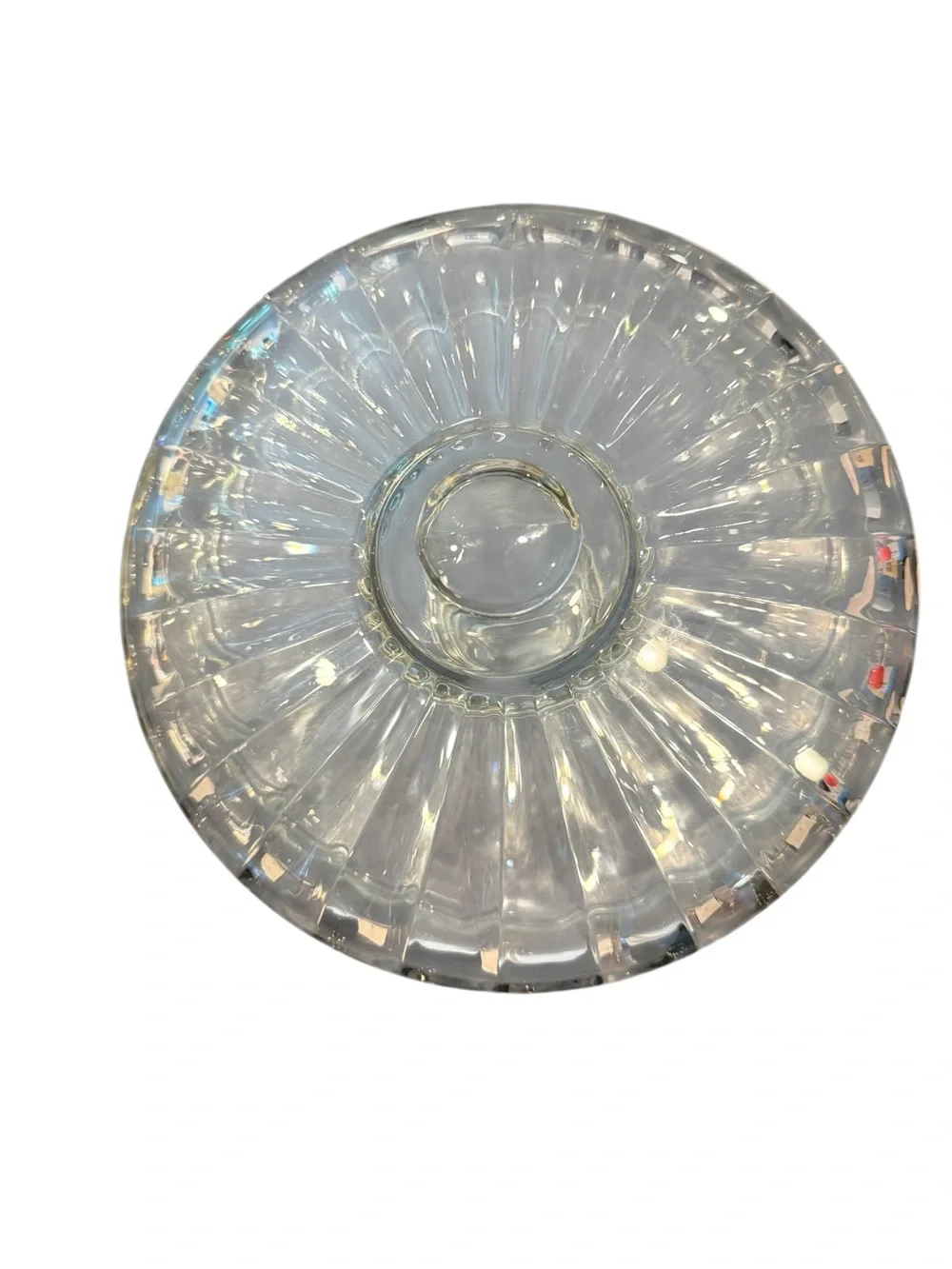 Vintage Clear Ribbed Glass Pedestal Cake Stand with Dome Lid / Cloche Farmhouse